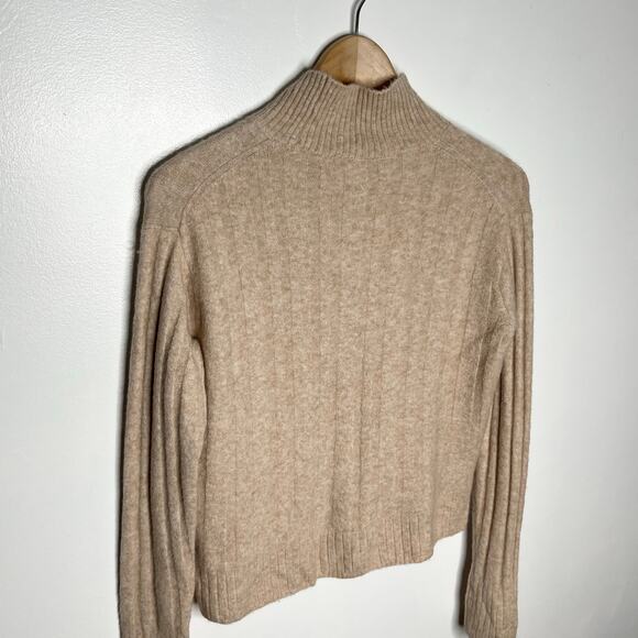 J. Crew Ribbed Mock Neck Sweater Womens XS Beige Neutral Merino Wool Alpaca - Picture 7 of 10